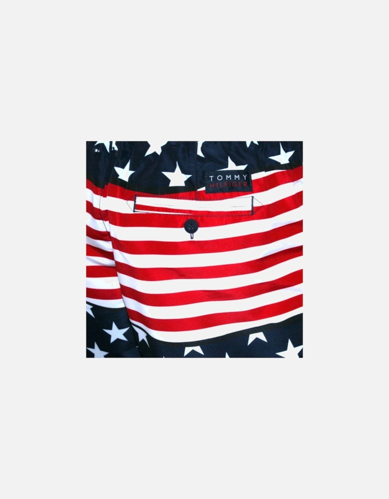 Stars & Stripes Print Swim Shorts, Navy/Red/White