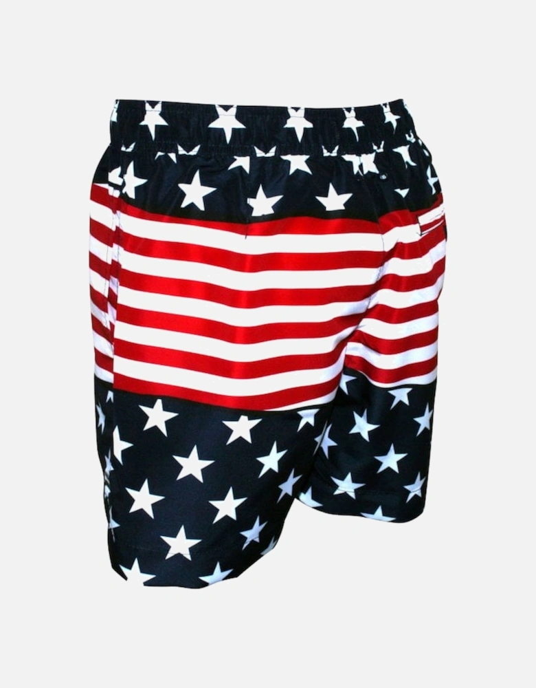 Stars & Stripes Print Swim Shorts, Navy/Red/White