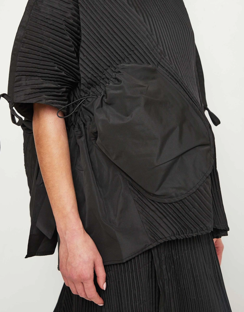 Pleated Poncho Blouse