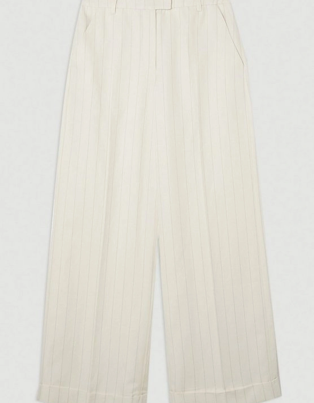 Petite The Founder Striped Mid Rise Straight Leg Trousers