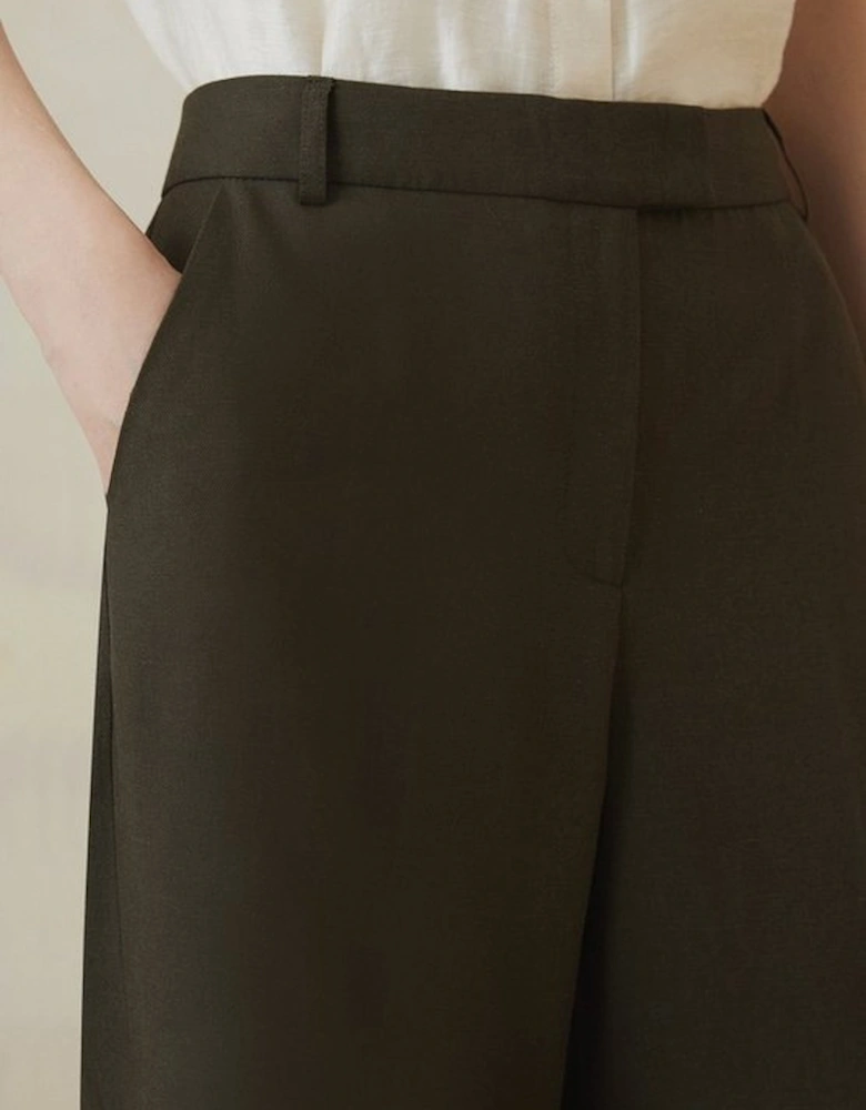 Petite The Founder Tailored Tencel Linen Straight Trousers