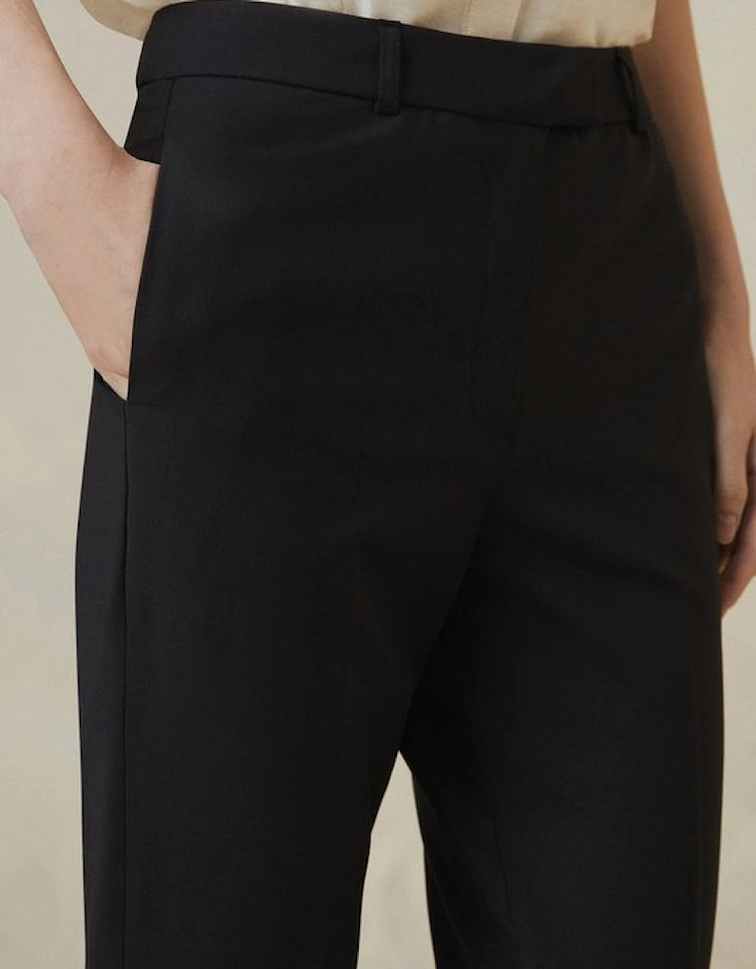 Petite The Founder Tailored Wool Blend Straight Trousers
