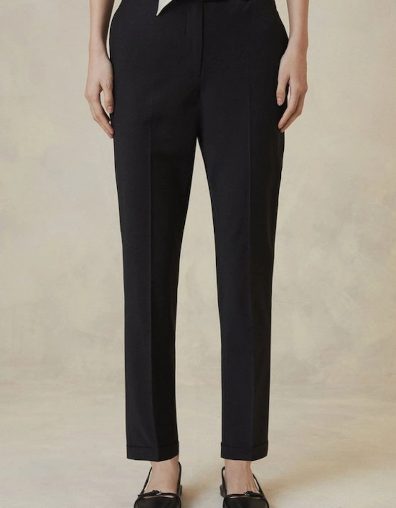 Petite The Founder Tailored Wool Blend Straight Trousers