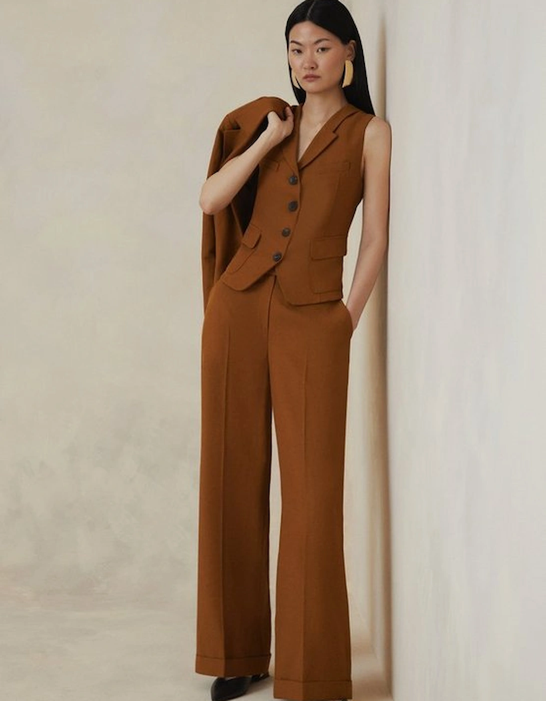 Petite The Founder Premium Tailored Tencel Linen Straight Trousers