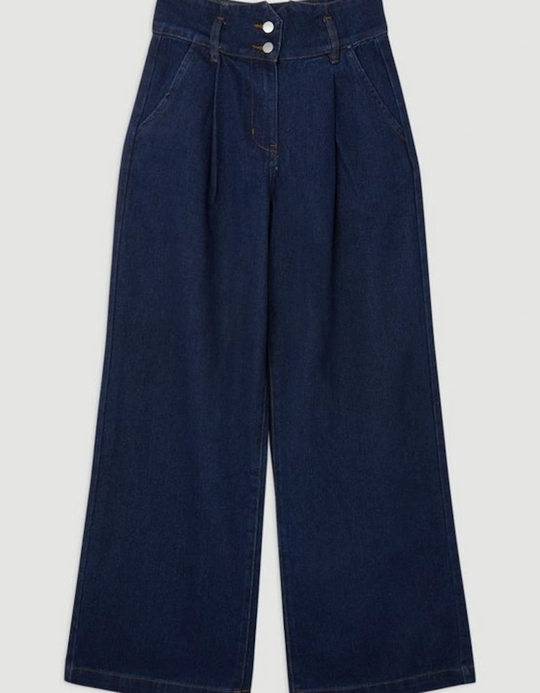 Denim Indigo Wide Leg Trousers