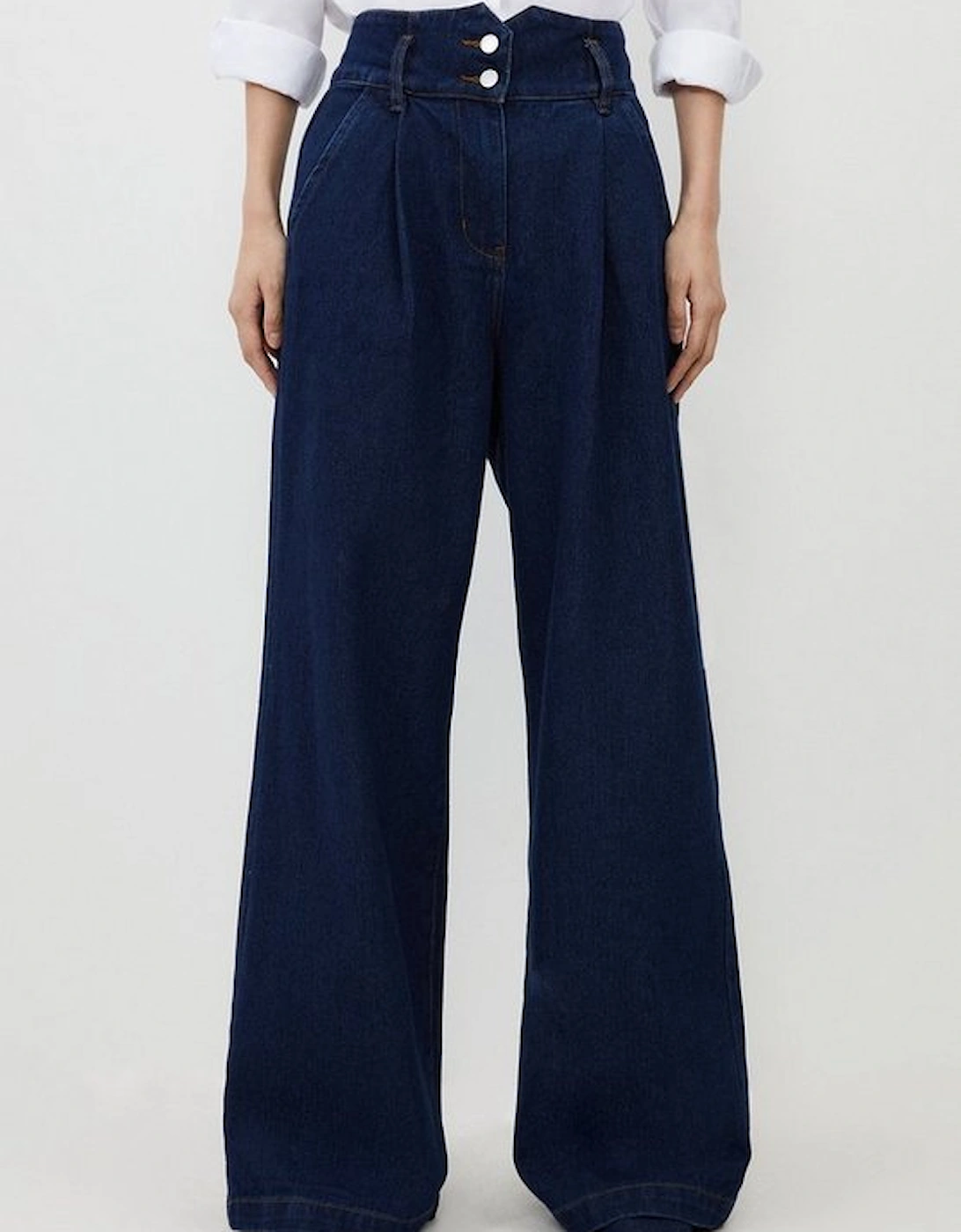 Denim Indigo Wide Leg Trousers