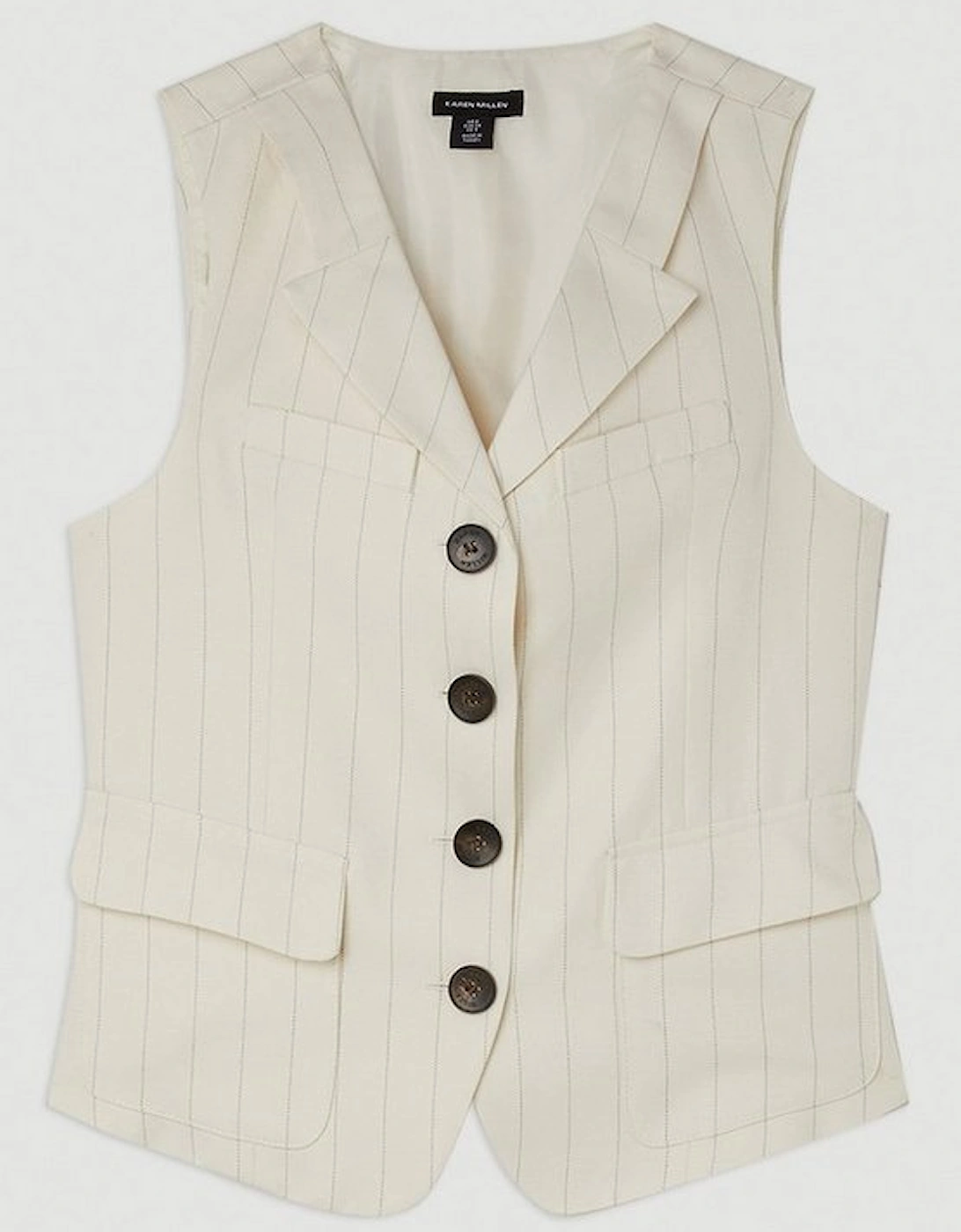 The Founder Striped Pocket Detail Single Breasted Waistcoat
