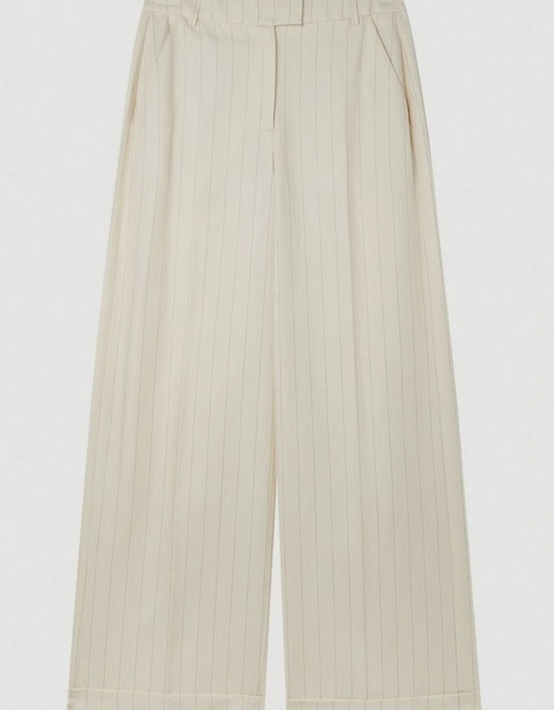 The Founder Striped Mid Rise Straight Leg Trousers