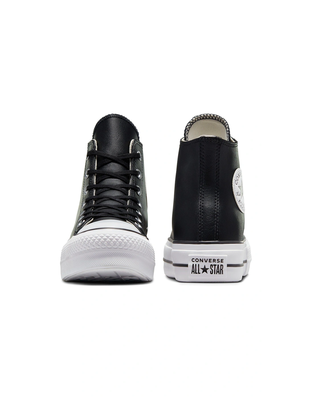 Womens Leather Lift Hi Top Trainers - Black