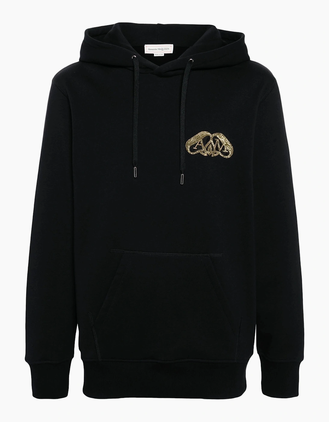 Alexander Mcqueen Men's Seal Logo Cotton Hooded Top Black - Size: 40