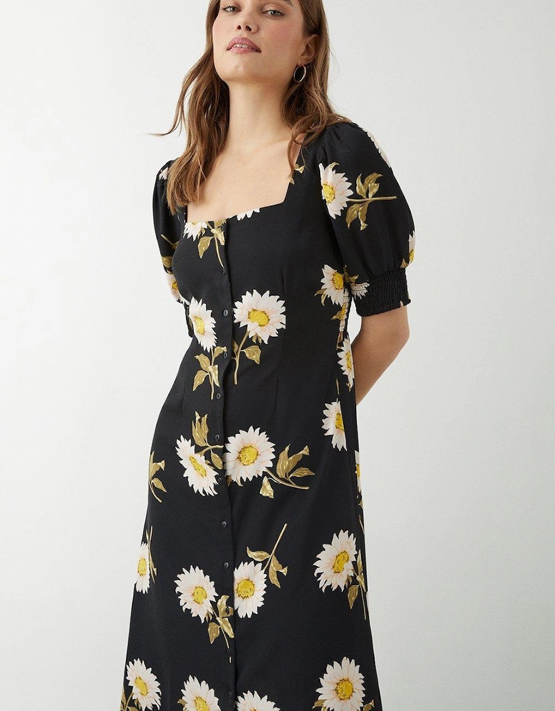 Womens/Ladies Floral Button-Down Midi Dress
