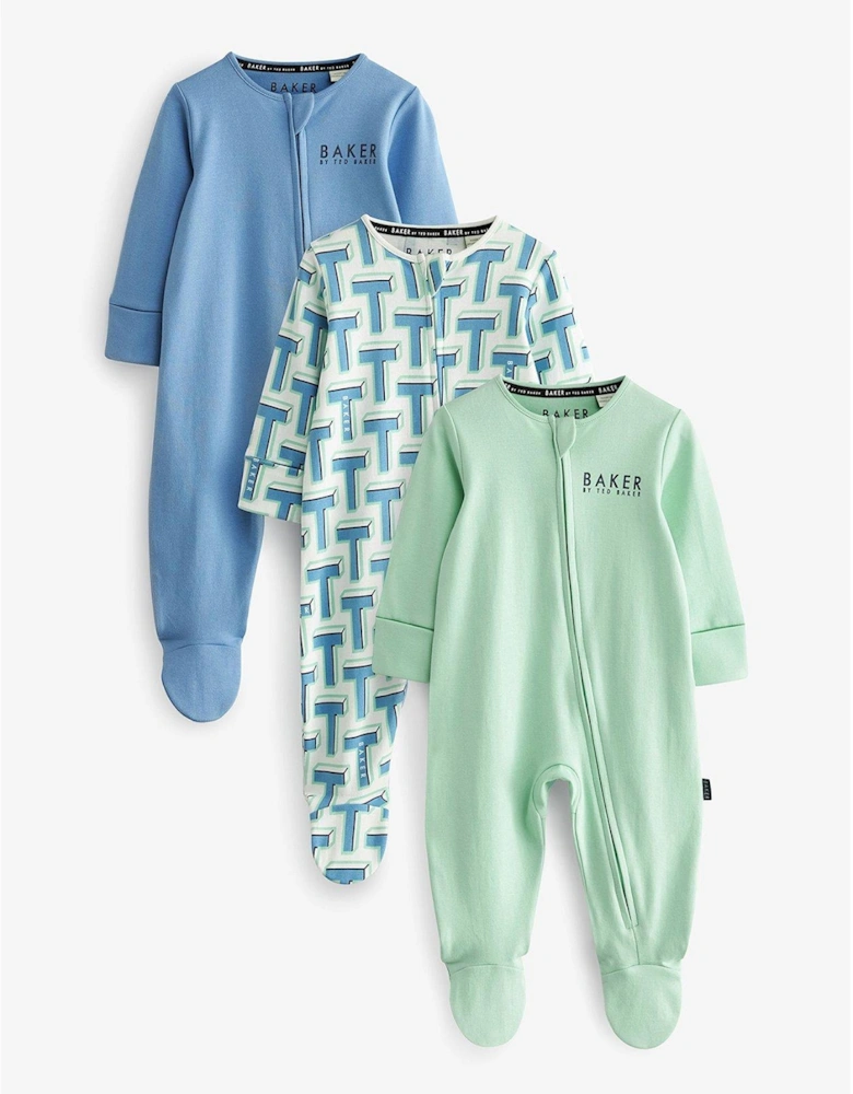 Baby 3pk Sleepsuit - Blue
