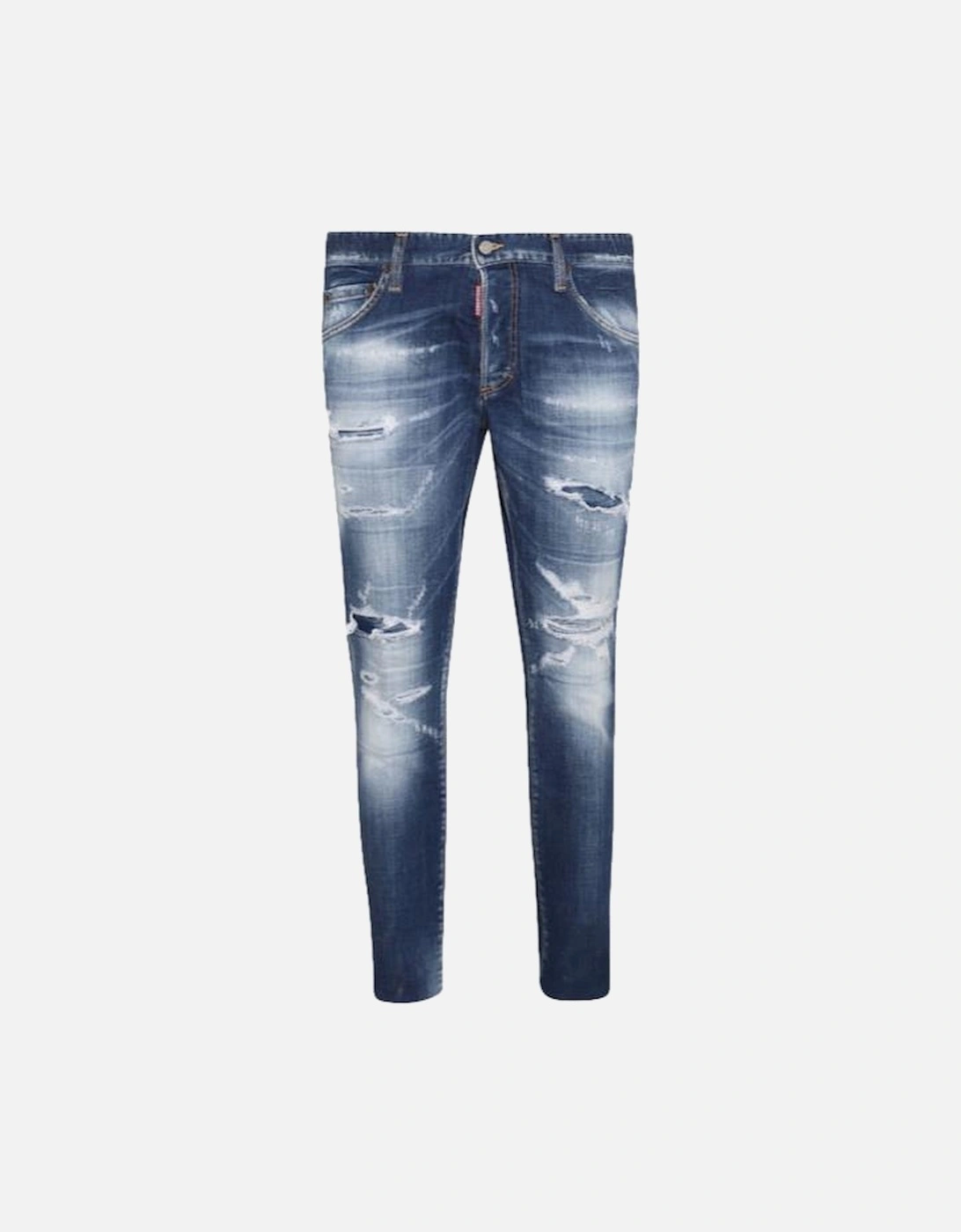 Skater Distressed Faded Ripped Jeans in Blue, 3 of 2