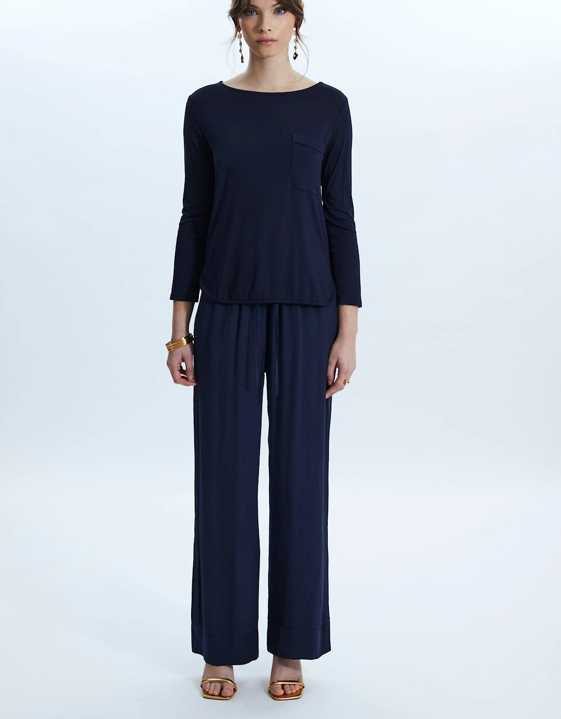 James Lakeland Women's Pocket Jersey T-shirt Navy - Size: 12