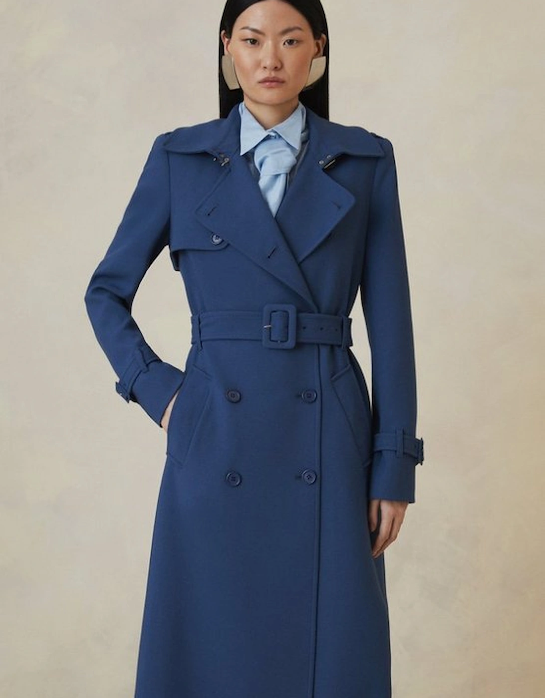 The Founder Compact Stretch Belted Tailored Coat