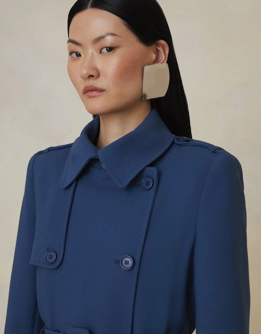 The Founder Compact Stretch Belted Tailored Coat