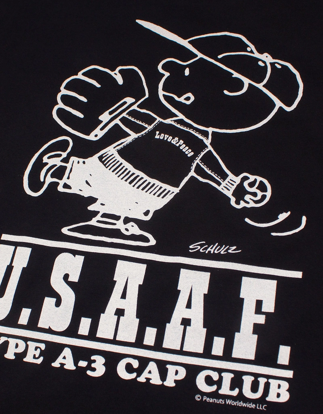 Peanuts USAAF A-3 Cap Club T-shirt - Black