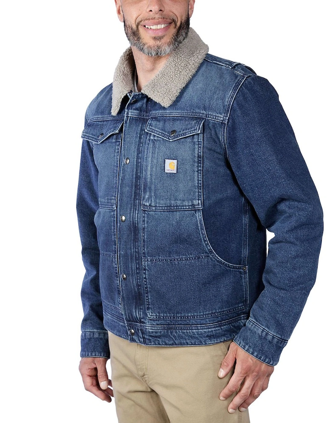 Carhartt Mens Relaxed Fit Denim Sherpa Lined Jacket