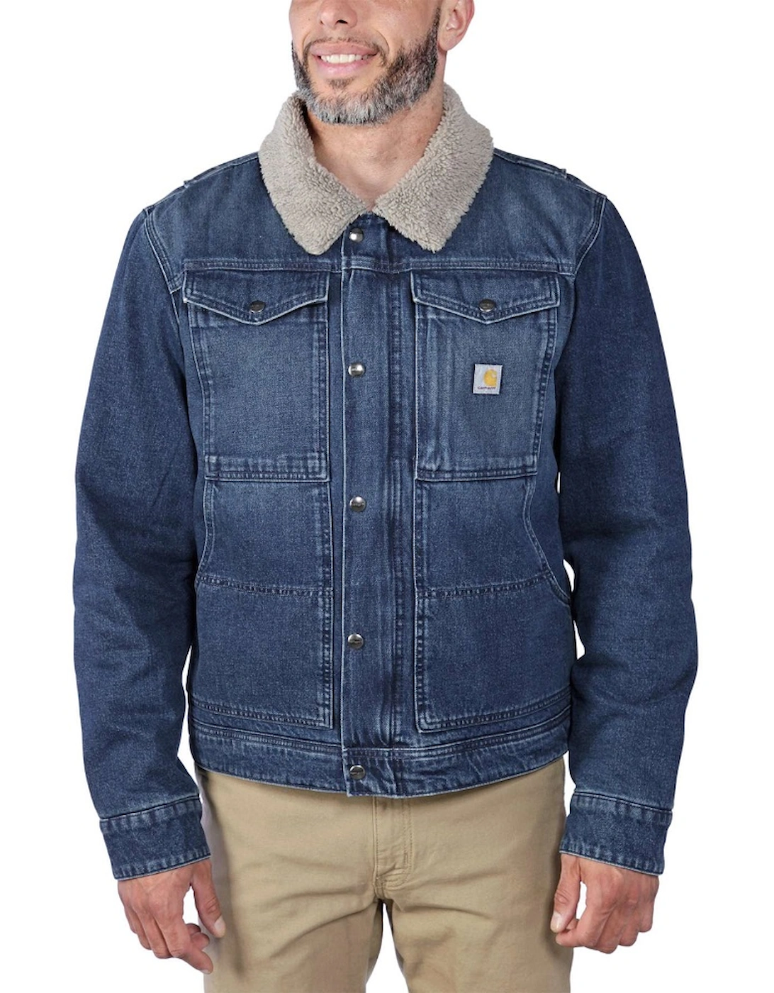 Carhartt Mens Relaxed Fit Denim Sherpa Lined Jacket, 7 of 6
