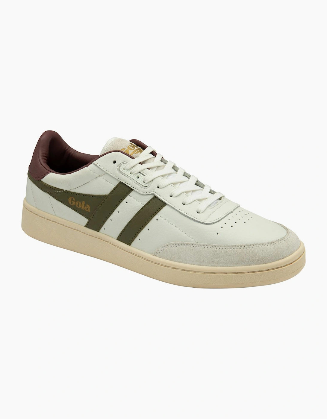Gola Men's White Khaki Burgun Contact Leather Trainers - : Size 11