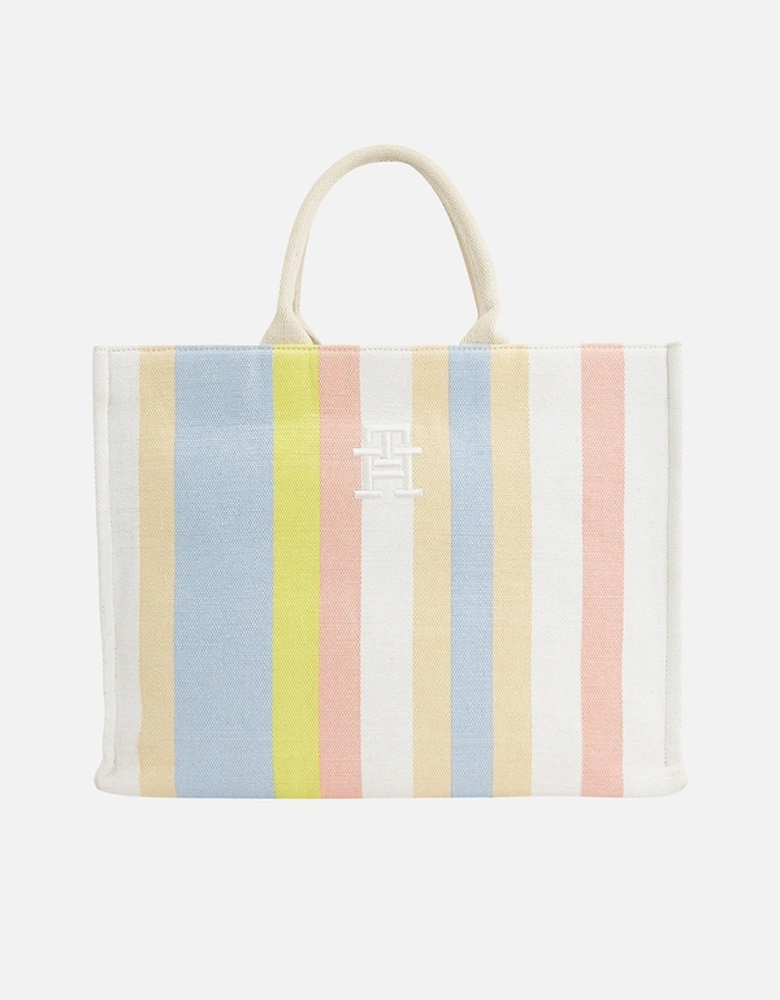 Beach Striped Cotton-Blend Tote Bag