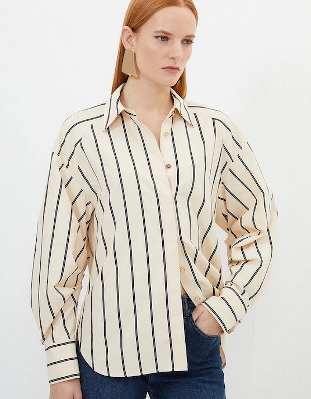Cotton Stripe Longline Woven Shirt, 5 of 4