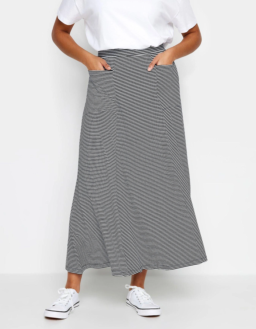 Petite Navy And White Stripe Pocket Maxi Skirt, 2 of 1