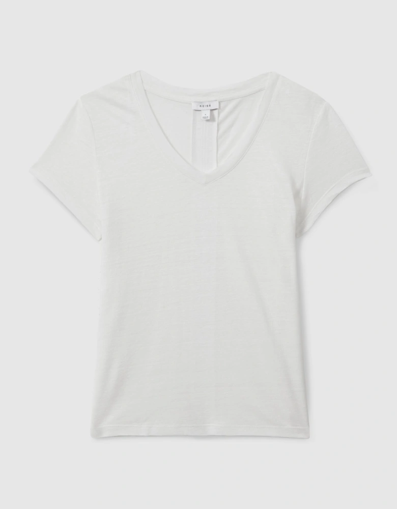 Marled Linen V-Neck T-Shirt