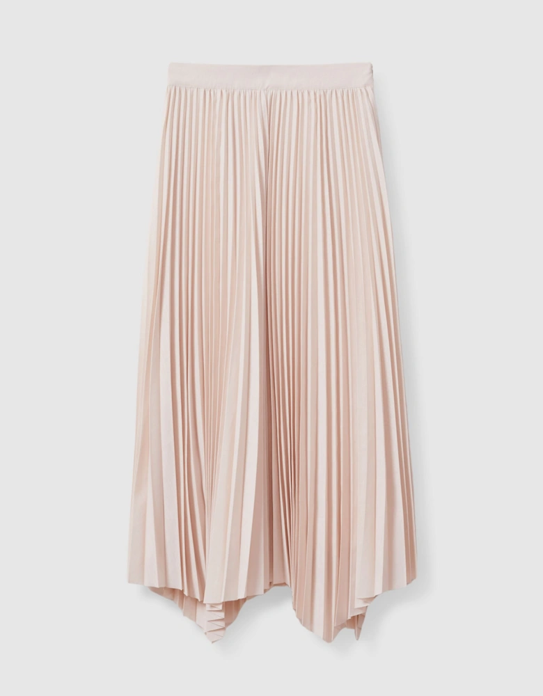 Pleated Asymmetric Midi Skirt