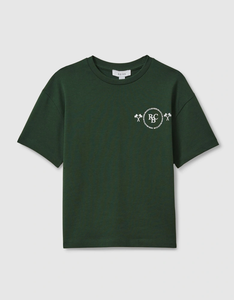 Cotton Crew Neck Motif T-Shirt