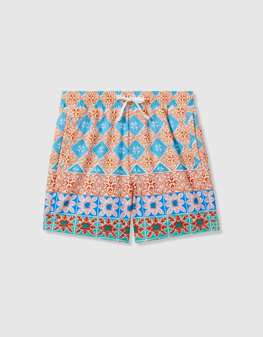 Floral Tile Print Drawstring Swim Shorts, 2 of 1