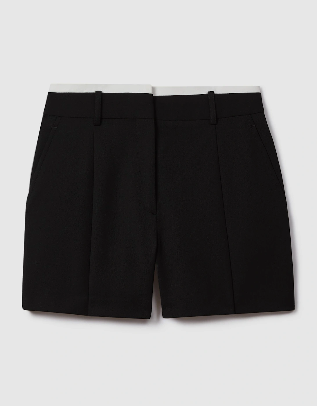 Tailored Wool Blend Contrast Trim Shorts, 2 of 1
