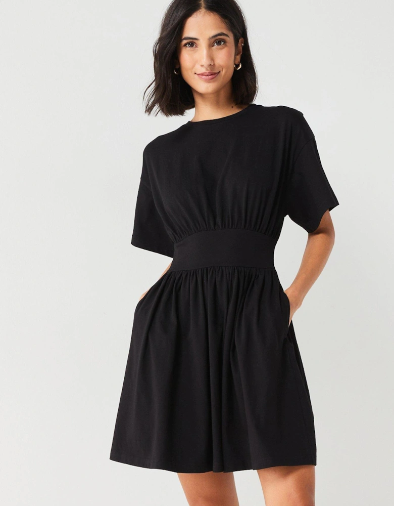 Waisted Mini Dress - Black