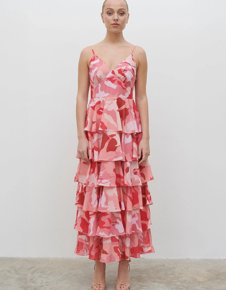 Lissy Ruffle Midaxi Dress - Pink