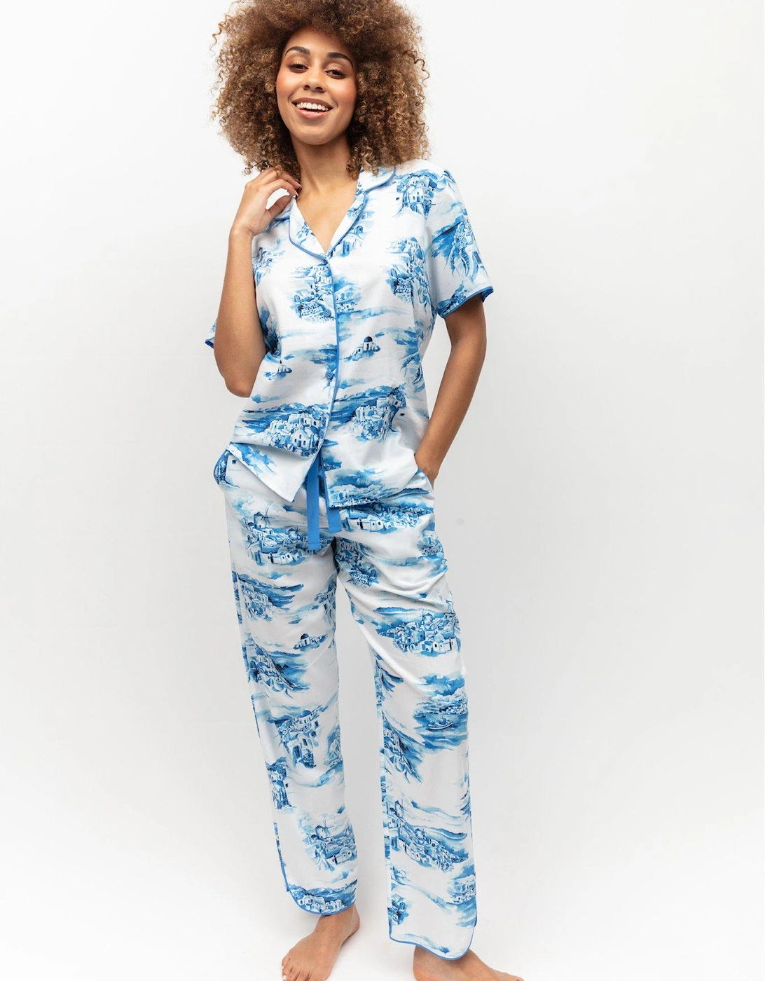 Santorini Print Pyjama Set, 2 of 1