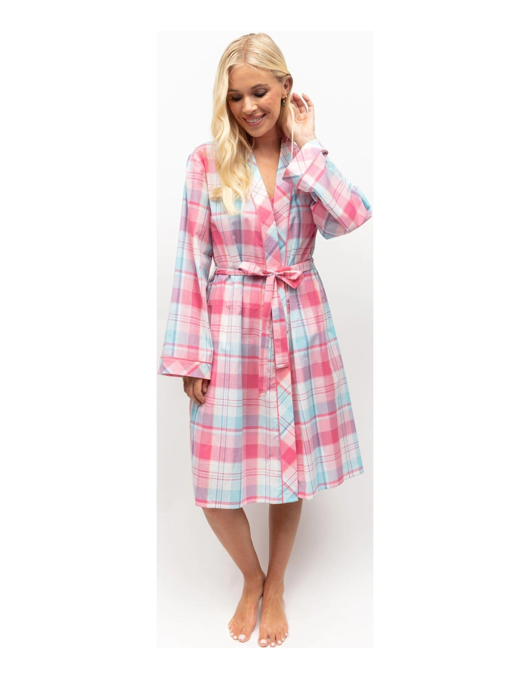 Pink Check Short Dressing Gown, 2 of 1