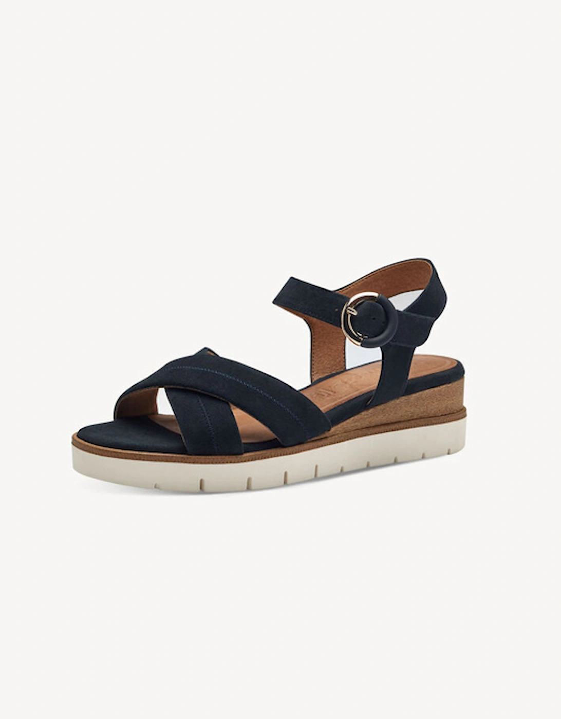 Leather Heeled Sandal 805 Navy, 6 of 5