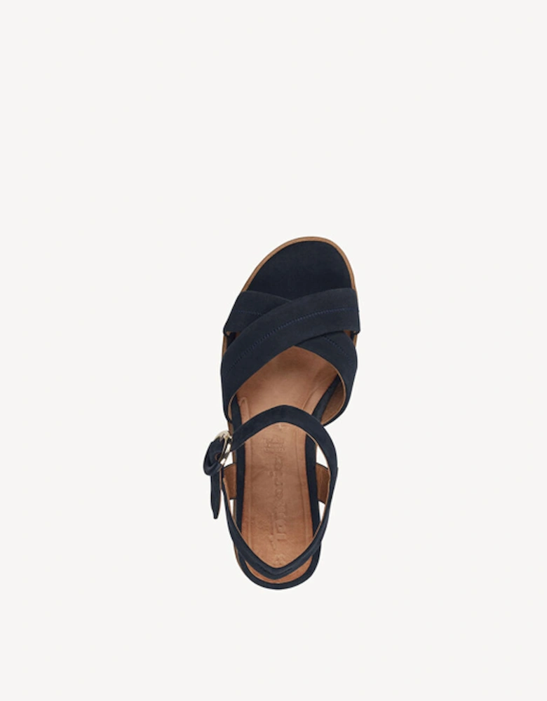 Leather Heeled Sandal 805 Navy