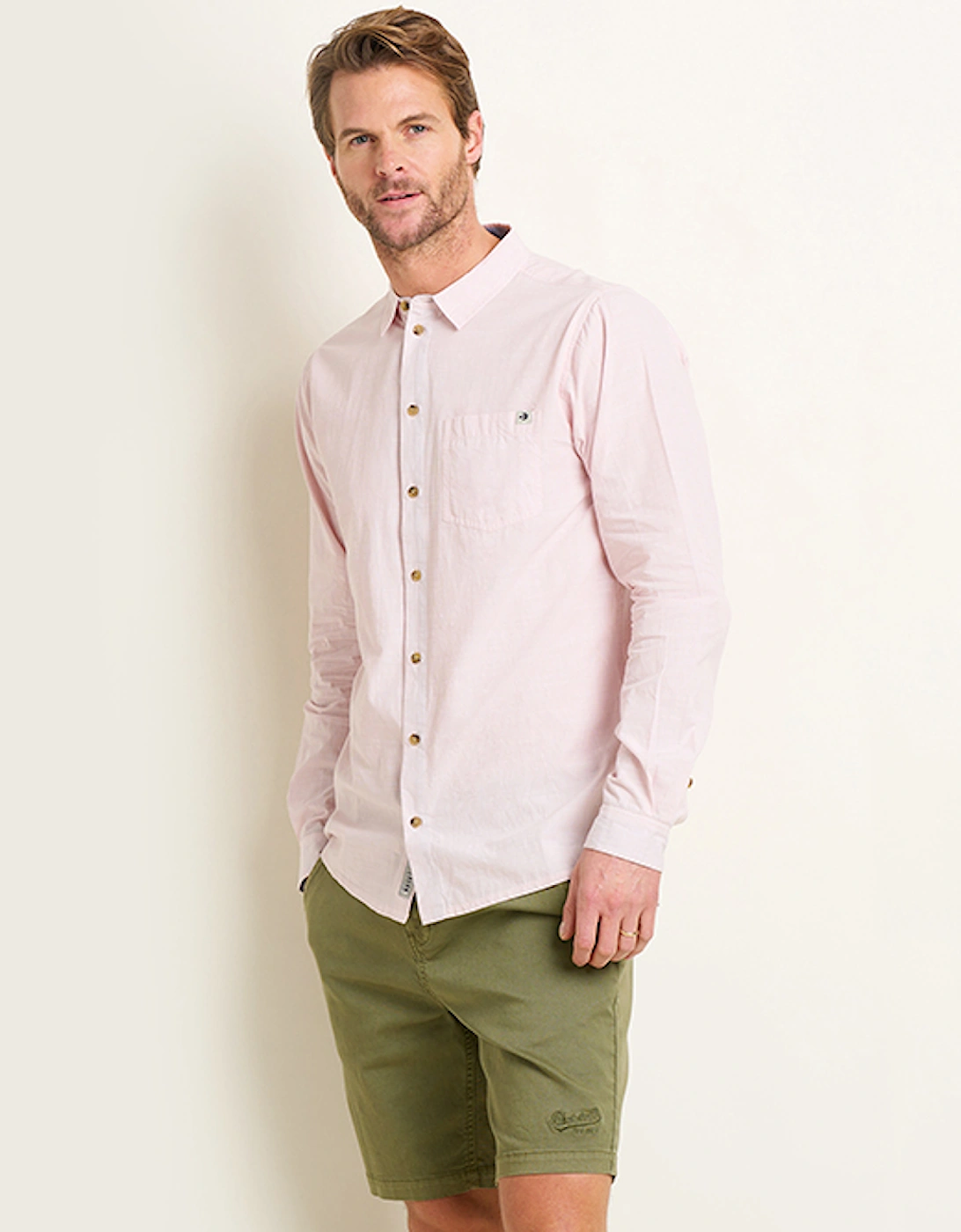 Men's Long Sleeve Shirt Pink Stripe, 7 of 6