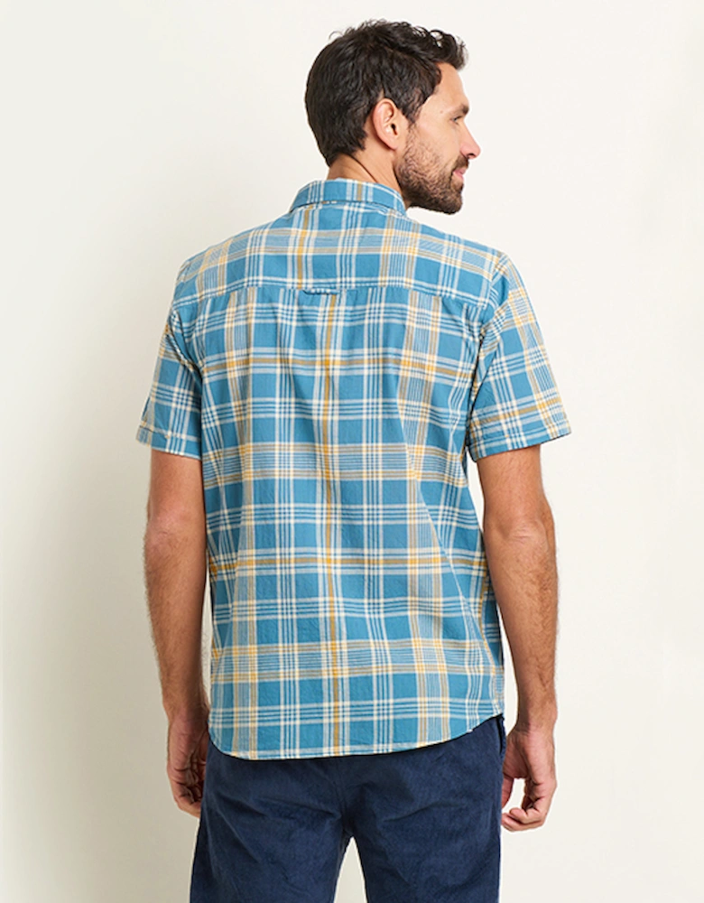 Men's Short Sleeve Shirt Blue Check