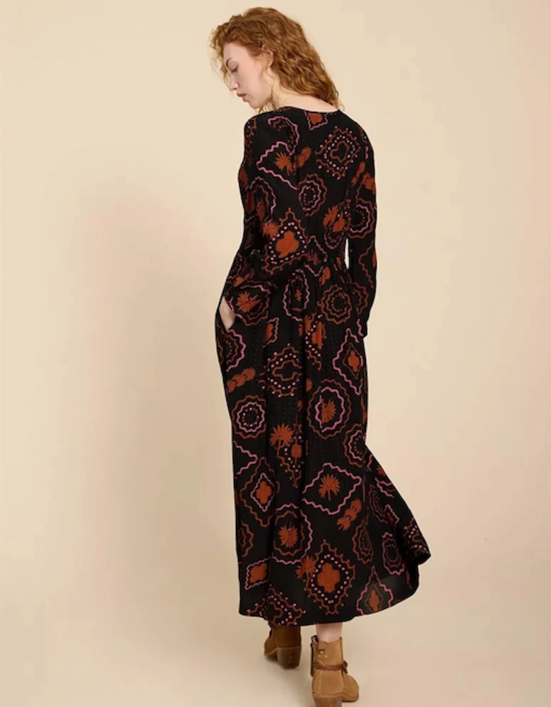 Petite Women's Edie Eco Vero Maxi Dress Black Print
