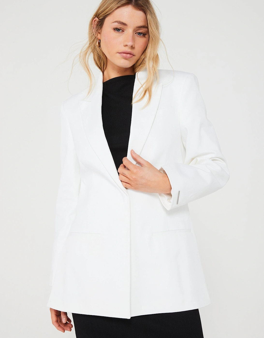 Cotton Twill Tailored Blazer - White, 5 of 4