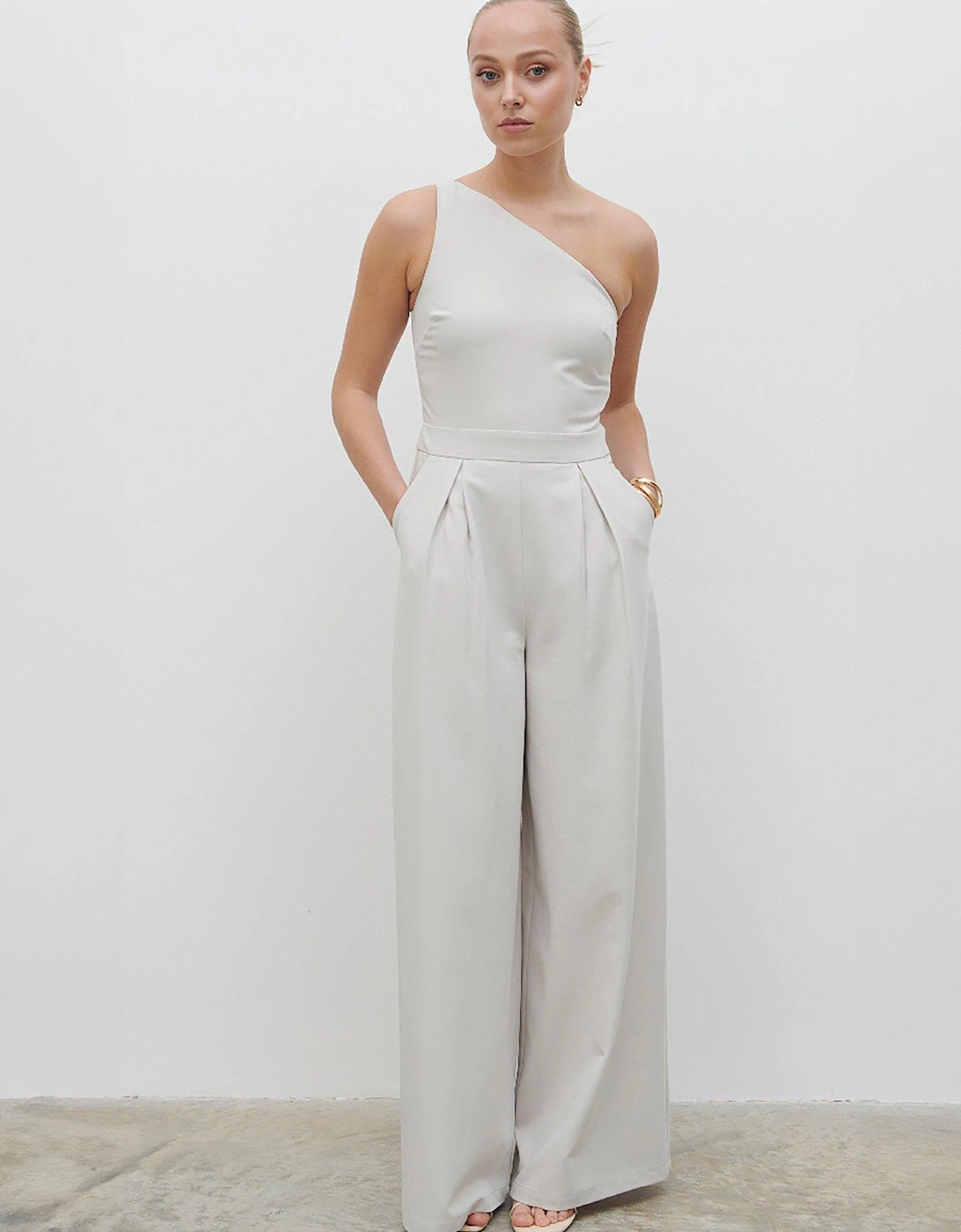 Natalie One Shoulder Jumpsuit - Stone, 4 of 3