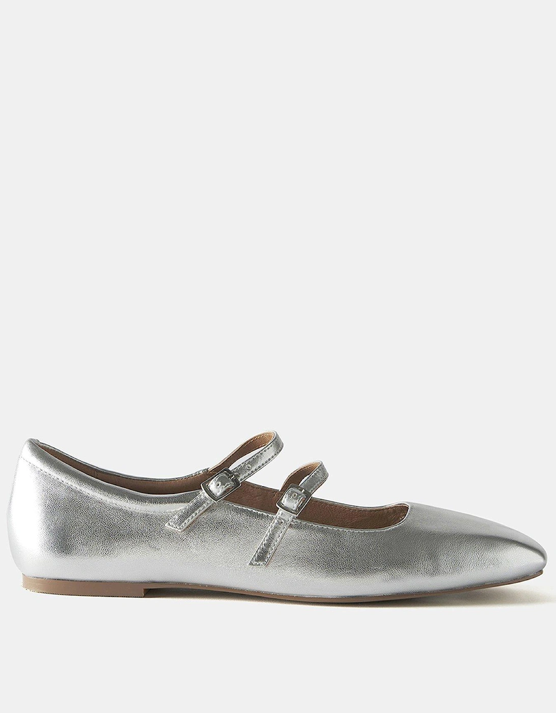 Mary Jane Leather Ballet Pumps - Silver, 2 of 1