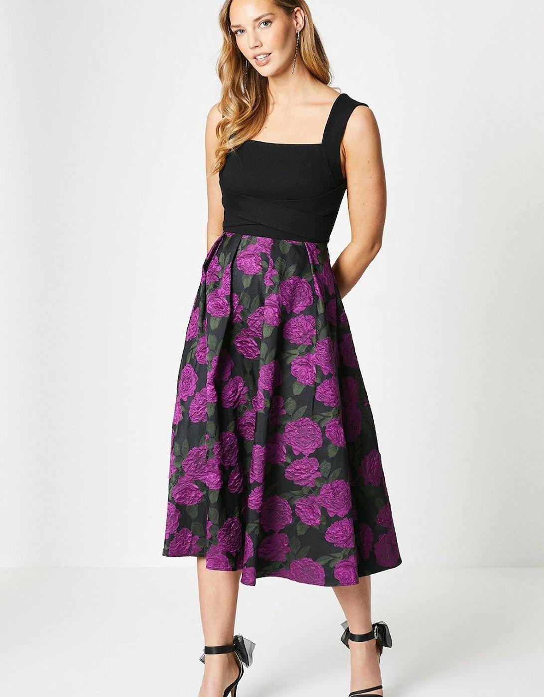 Ponte Bodice Dress With Jacquard Skirt, 5 of 4