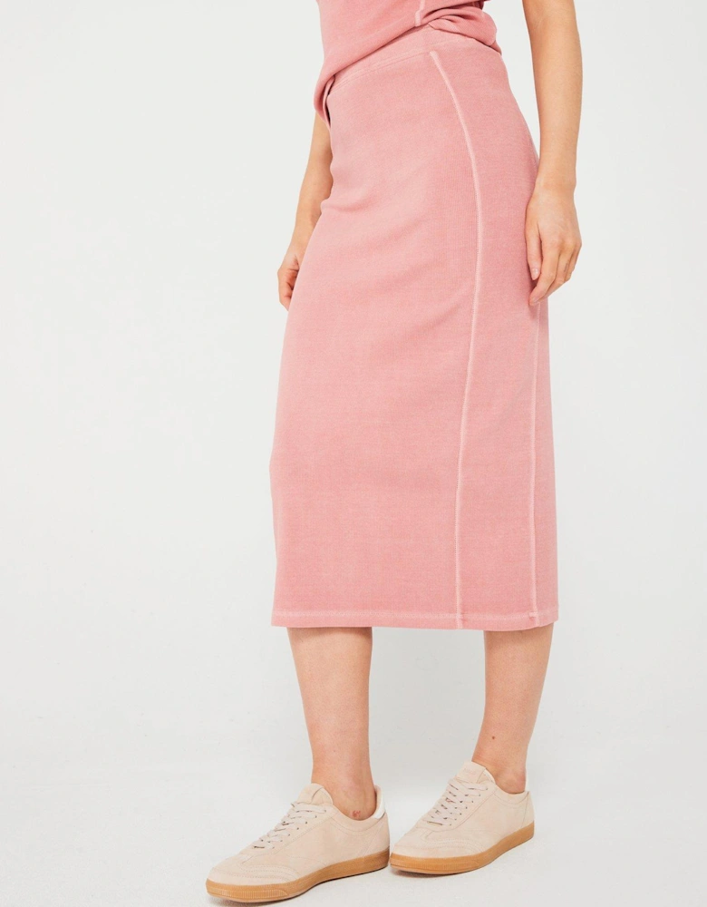 Ribbed Midi Skirt - Pink