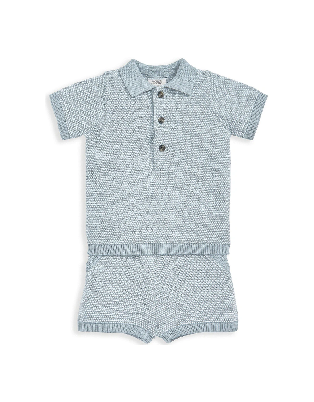 Baby Boys 2 Piece Knitted Polo & Shirt Set - Blue, 2 of 1