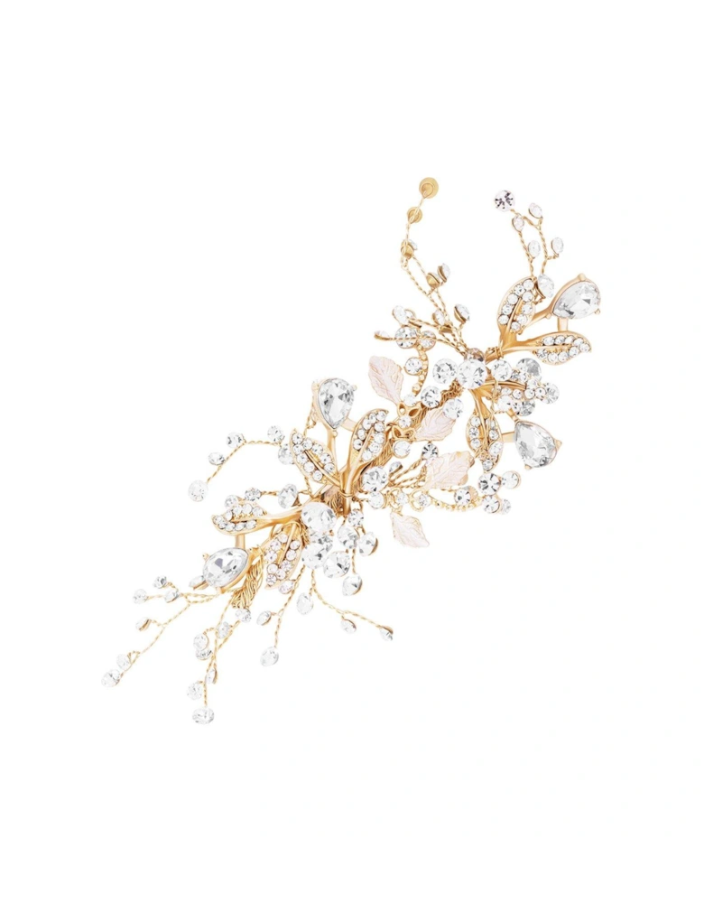 Gold Plated Harmony Gold Leaf And Crystal Sprig Clip