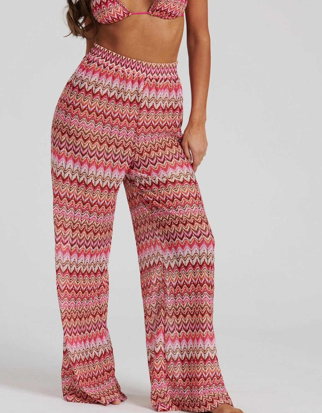 Pink Crochet Wide Leg Pant, 2 of 1