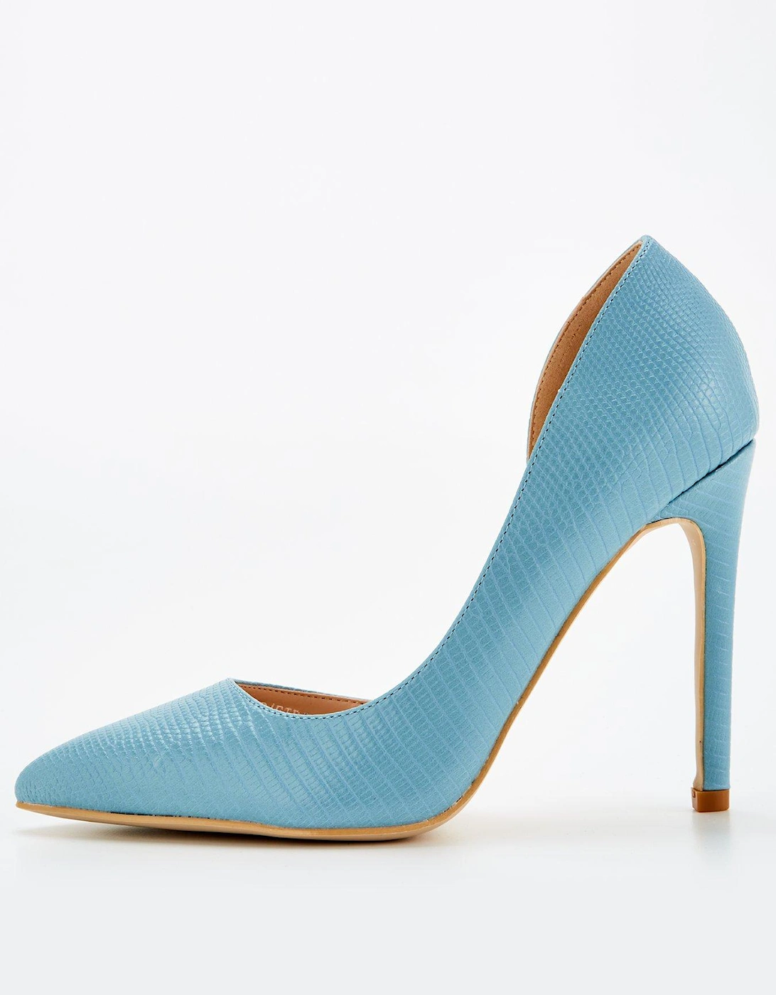 Wide Fitting Lizzard High Heeled Court Shoe - Blue, 7 of 6
